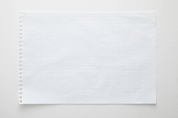top view of empty paper on white background