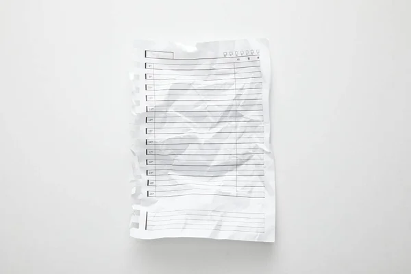 Top View Empty Crumpled Paper White — Stock Photo, Image