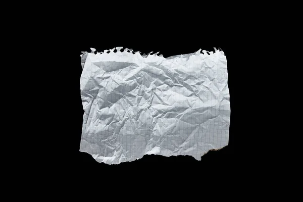 Top View Empty White Crumpled Paper Isolated Black — Stock Photo, Image