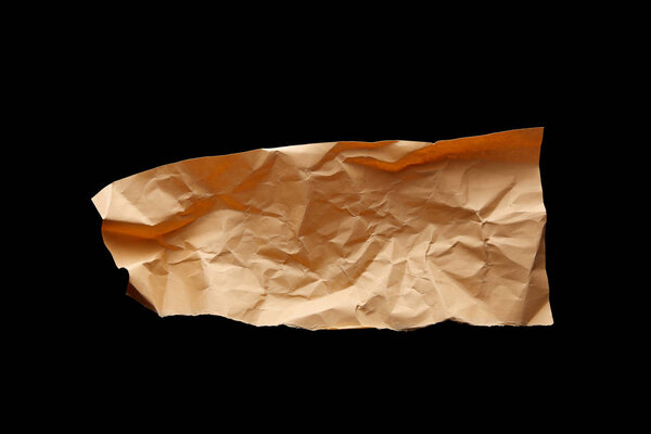 top view of empty crumpled paper isolated on black