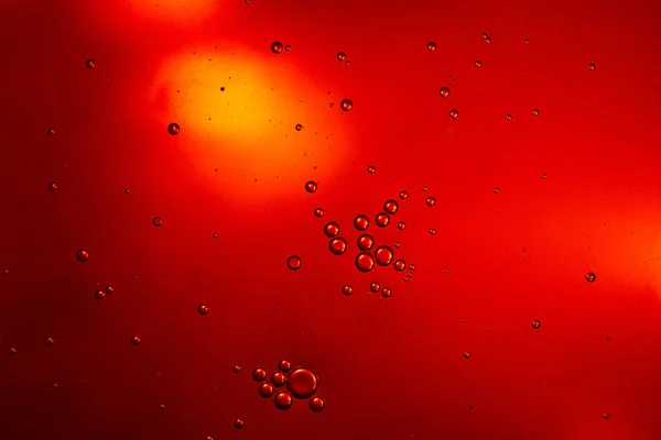 Gyönyörű Piros Színű Elvont Háttér Vegyes Víz Olaj Buborékok — Stock Fotó