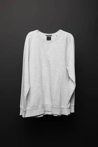 Blanco Basic Grijs Sweatshirt Geïsoleerd Zwart — Stockfoto