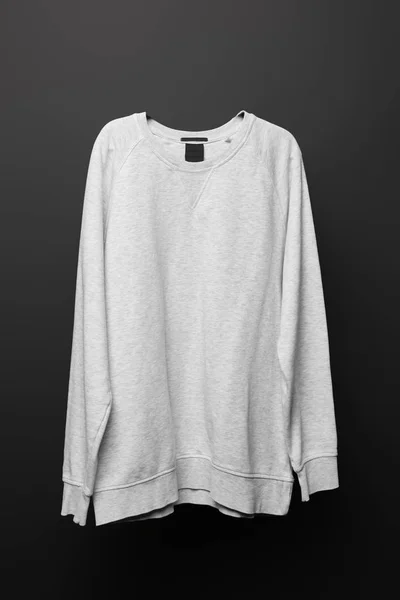 Blank Basic Grey Sweatshirt Isolated Black — Stock Photo, Image