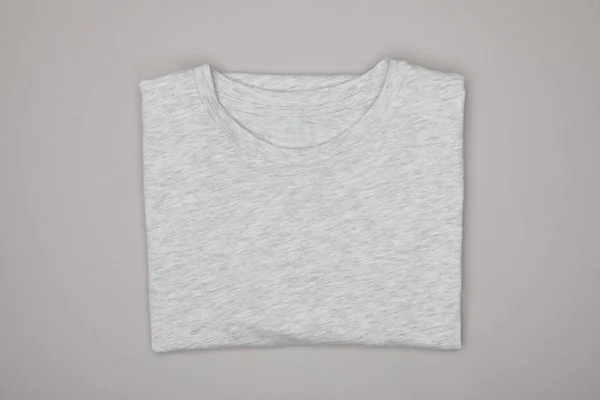 Top View Blank Basic Grey Shirt Isolated Grey — Stock Photo, Image