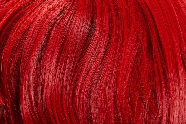 Close up view of colored red hair 