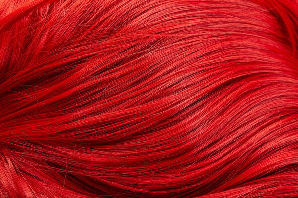 Close up view of colored red hair 