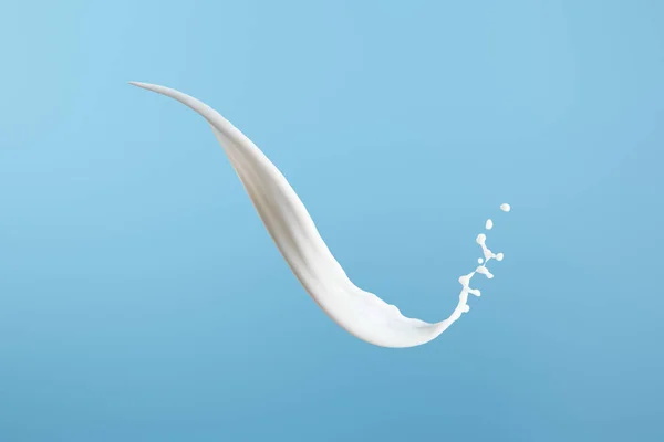 Frische Weiße Milch Spritzt Isoliert Auf Blau — Stockfoto