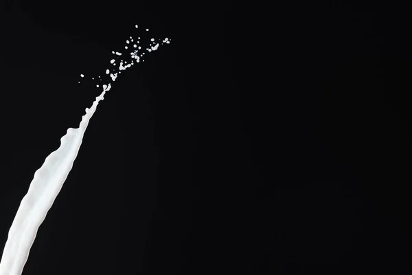 Verse Witte Melk Splash Geïsoleerd Zwart — Stockfoto