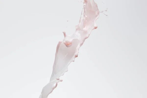 Verse Roze Melk Splash Met Druppels Geïsoleerd Wit — Stockfoto