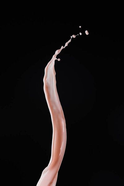 smooth fresh pink milk splash isolated on black