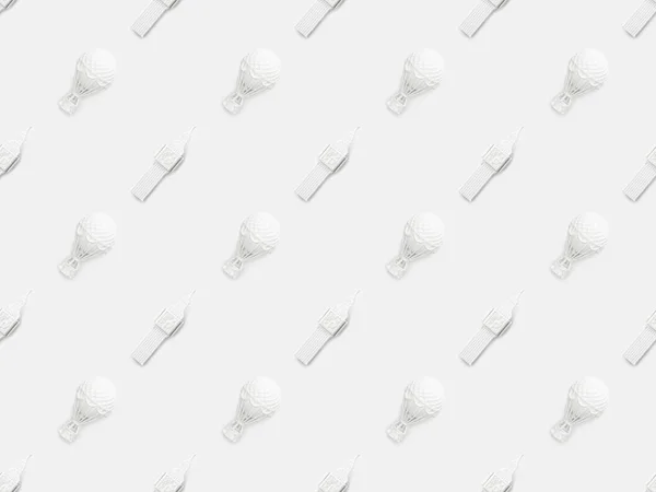 Ovanifrån Stora Ben Torn Och Luftballonger Figurer Isolerade Vit — Stockfoto