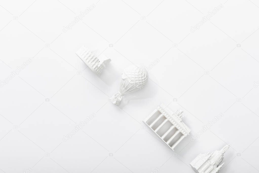 top view of statuettes from countries isolated on white 