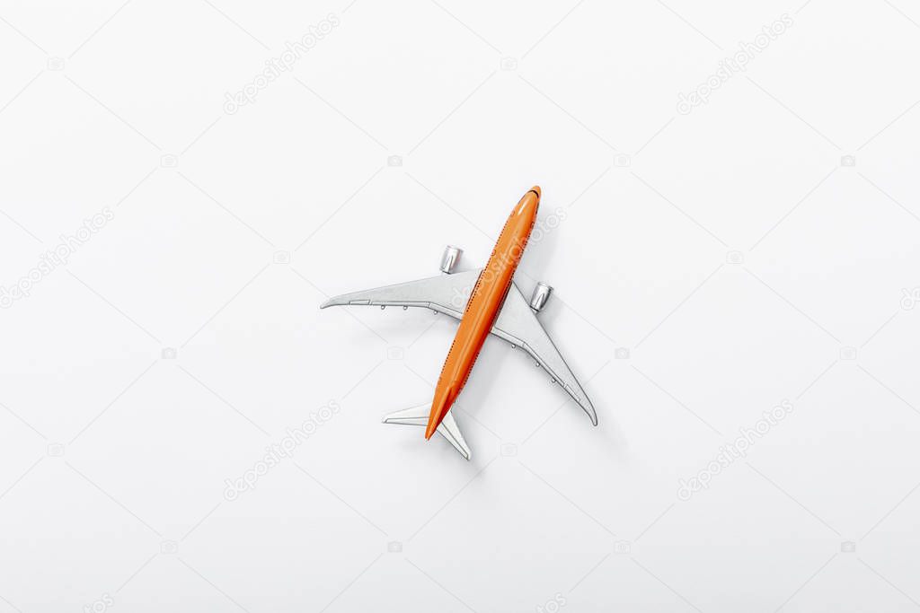 top view of toy plane isolated on white 