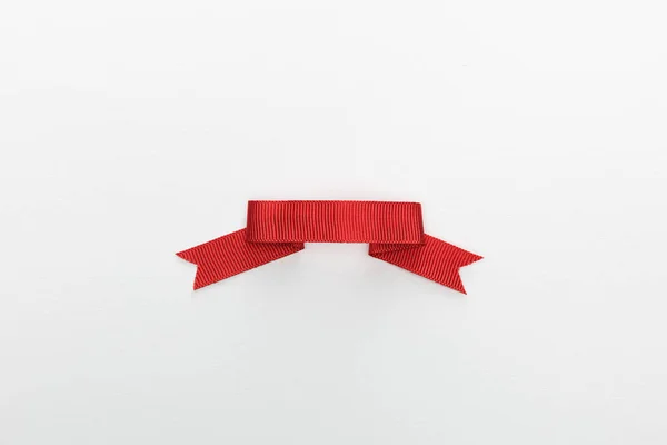 Top View Red Decorative Ribbon Isolated White — Stock Photo, Image