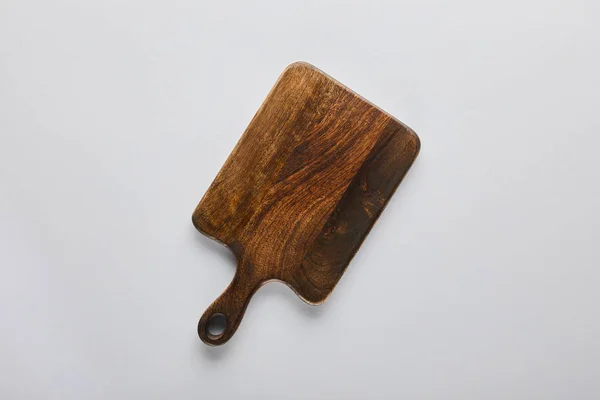 Top View Wooden Cutting Board White Background — 스톡 사진