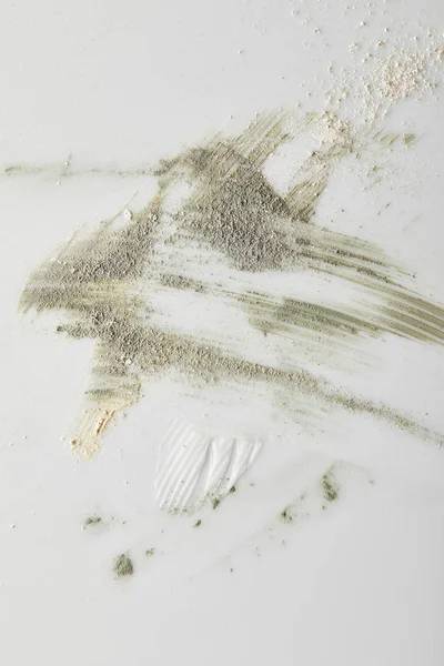 Vista Superior Argila Pinceladas Creme Cosmético Tom Cinza — Fotografia de Stock