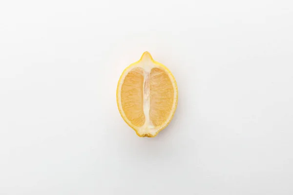 Vue Dessus Moitié Citron Sur Fond Blanc — Photo