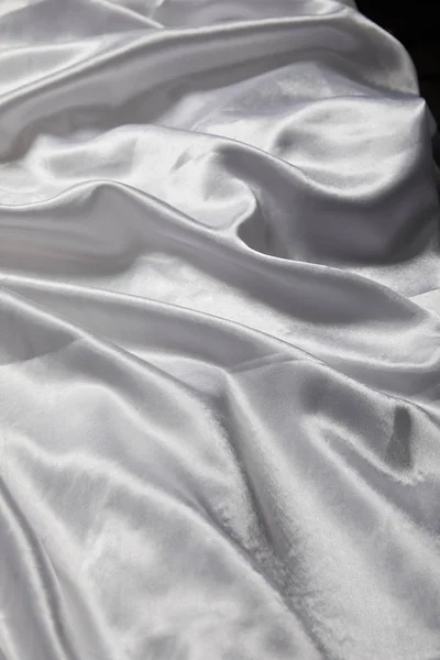 Close View White Soft Crumpled Silk Textured Cloth — Stok Foto