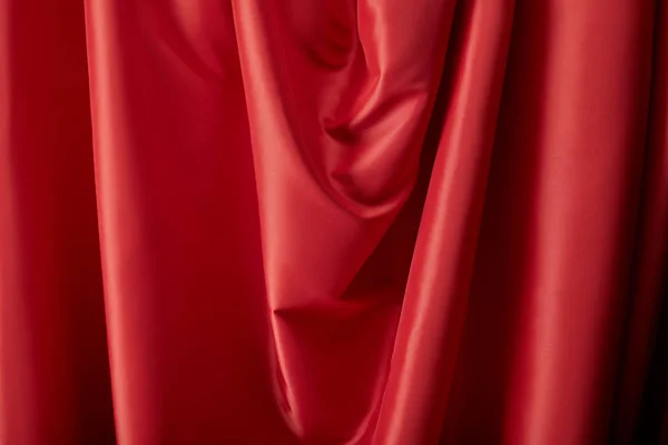 Close View Red Soft Wavy Silk Textured Cloth — Stock Photo, Image