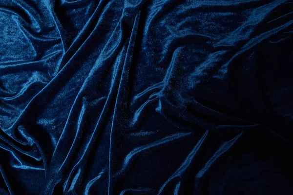 Close View Blue Soft Crumpled Velour Textured Cloth — Stock fotografie