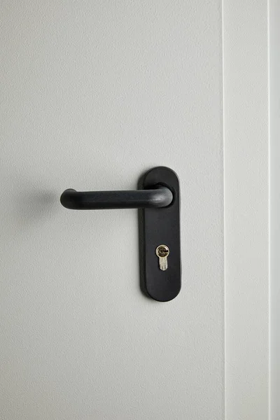 Clean Grey Metal Door Black Handle Disinfection — Stock Photo, Image