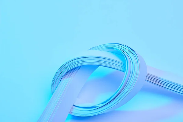 Close View Paper Stripes Neon Blue Background — Stock Photo, Image