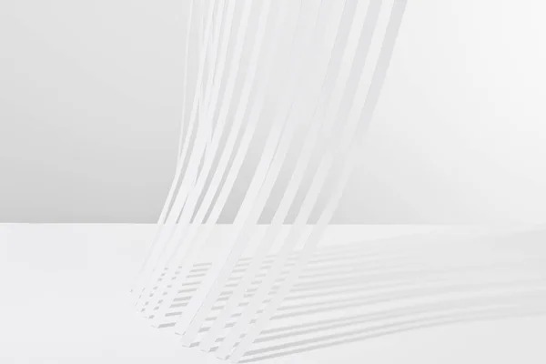 close up view of paper stripes with shadow on white background