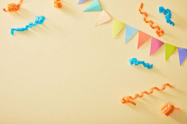 Top View Festive Colorful Confetti Beige Background — Stock Photo, Image