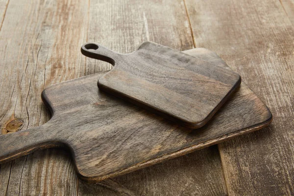 High Angle View Cutting Boards Wooden Background — Stock Photo, Image