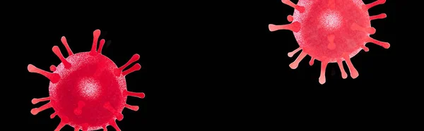 Панорамный Снимок Красного Нарисованного Вируса Выделенного Черном — стоковое фото