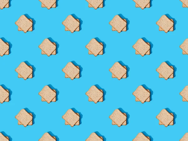 Top View Fresh Toast Bread Blue Colorful Background Seamless Pattern — Stock Photo, Image