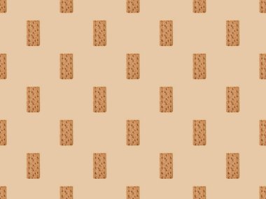 top view of fresh crispbread on beige background, seamless pattern clipart
