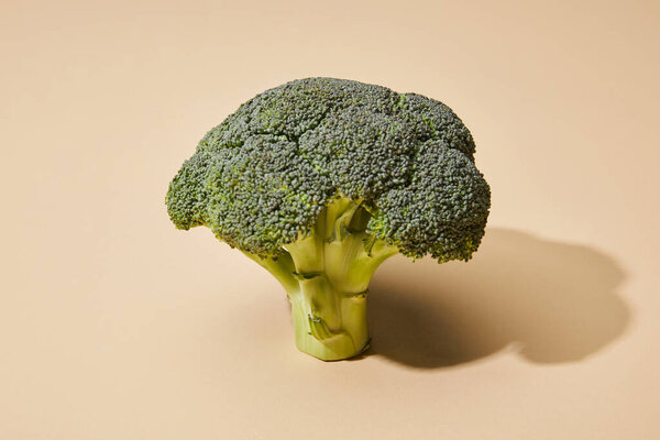 fresh green broccoli on beige background
