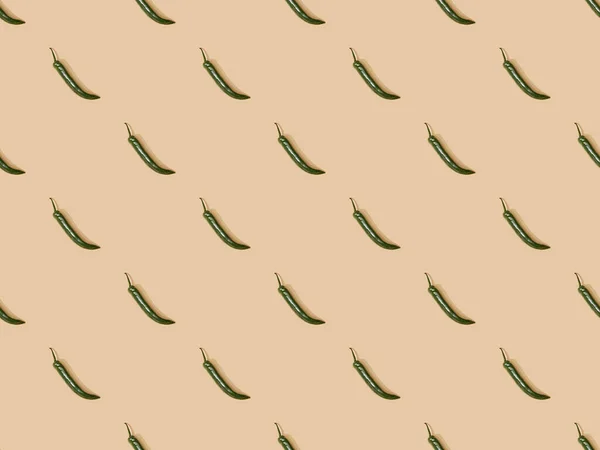 Top View Jalapenos Beige Background Seamless Pattern — Stock Photo, Image