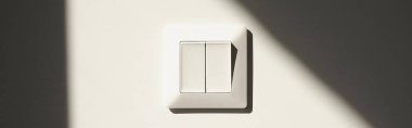 horizontal image of white switch on wall in apartment  clipart