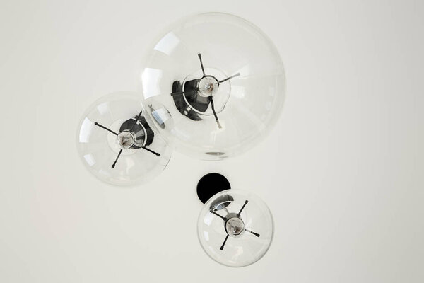 bottom view of light bulbs on ceiling 