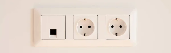 Panoramic Orientation Switch Power Sockets White — Stock Photo, Image