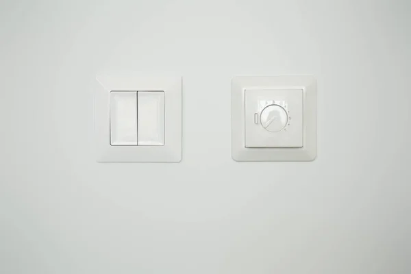 Temperature Controller Panel Switch White Wall — Stock Photo, Image