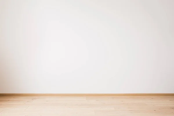 Grey Empty Wall Wooden Beige Floor — Stock Photo, Image