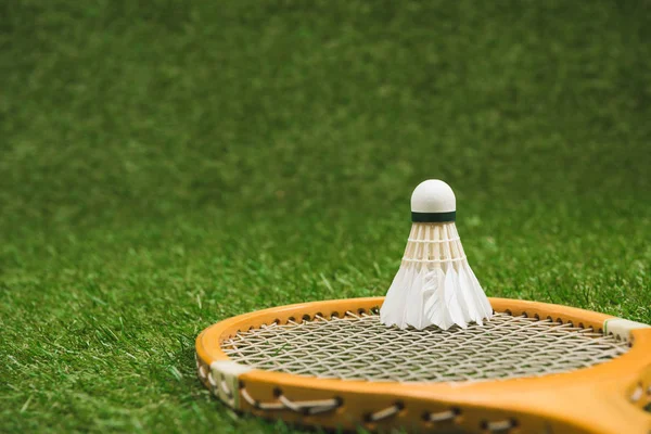 Badminton racket and shuttlecock — Stock Photo