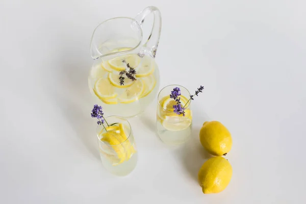 Fresh citrus drinks with lavender — Stock Photo