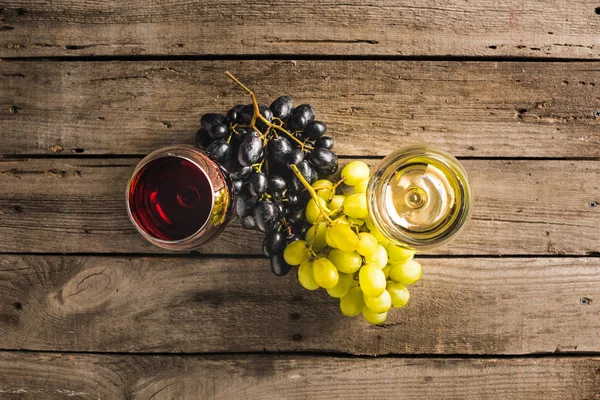 Vinhos com vinho e uvas — Fotografia de Stock