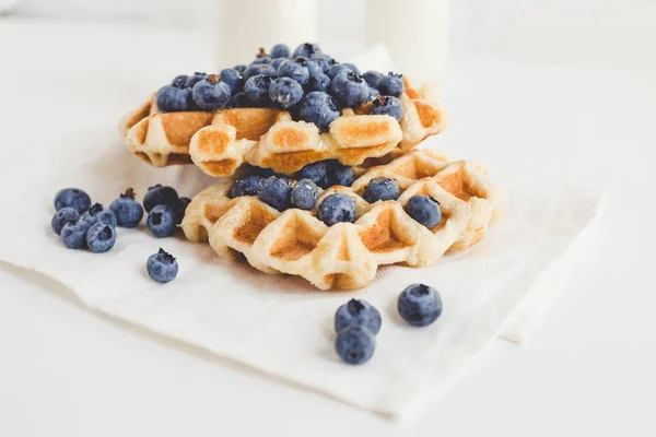 Delicious waffles with blueberries — Stock Photo