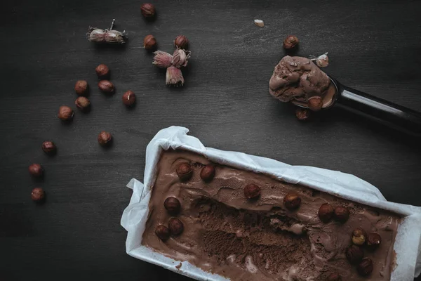 Gelato al cioccolato fatto in casa — Foto stock