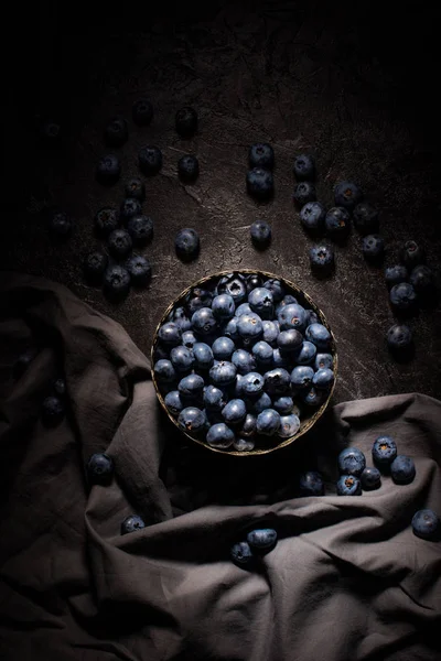 Blueberries in vintage bowl — Stock Photo