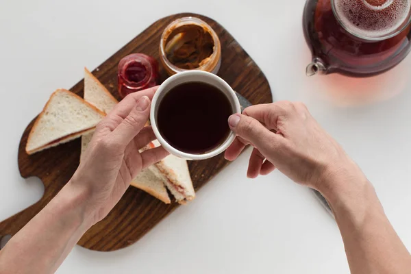 Pain grillé avec confiture et beurre d'arachide — Photo de stock