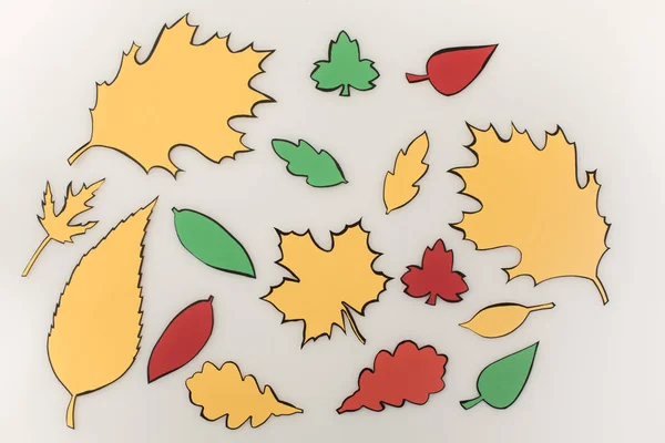 Composition of drawn autumnal leaves — Stock Photo