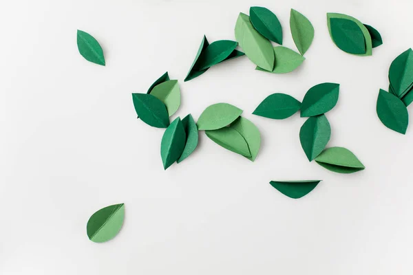 Heap of green paper leaves — Stock Photo