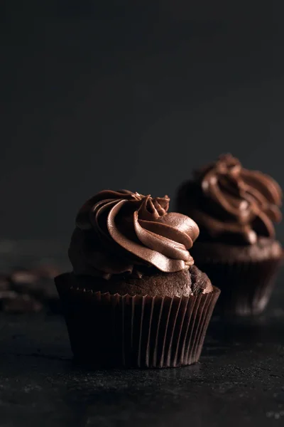 Deliciosos cupcakes de chocolate - foto de stock