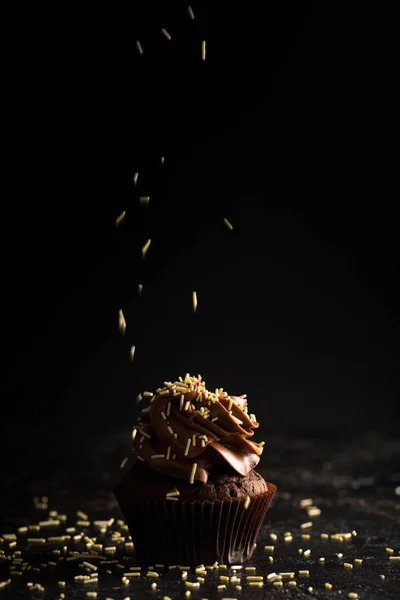 Chocolate cupcake with sprinkles — Stock Photo